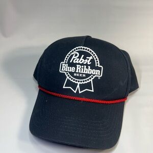 Vintage Logo Ball Cap Pabst Blue Ribbon, PBR Snap Back W/Rope Detail Retro 90’s